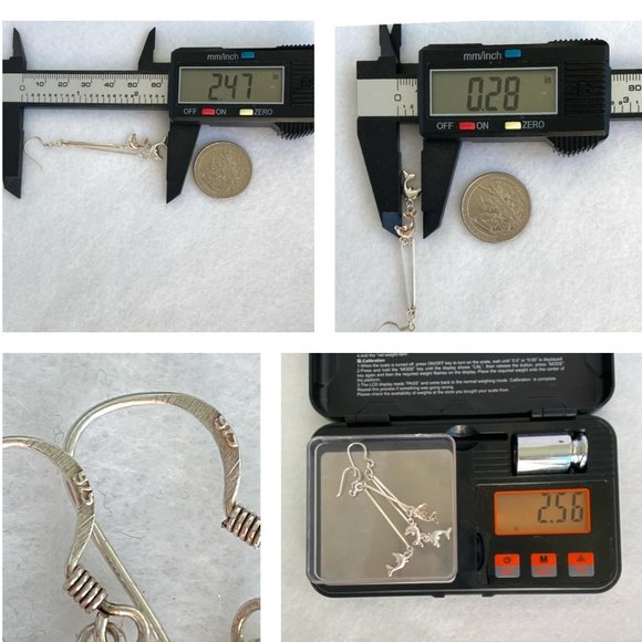 Sterling Silver 925 2.5" Long Bar Dainty Jumping Dolphin Dangle Earrings - Picture 10 of 16